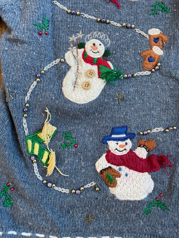 Vintage 90s Christmas Cardigan, Vintage Snowman C… - image 9