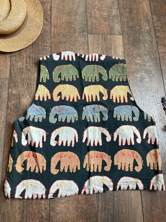 Vintage Asian Elephant Vest, Vintage Elephant Ves… - image 3
