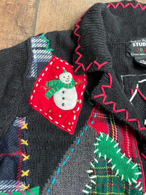 Y2K Winter Holiday Sweater, Quilted Christmas Swe… - image 5