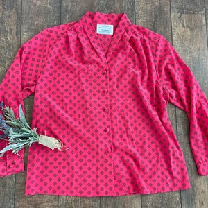 Vintage Pendleton, Vintage 90s Blouse, Dark pink Pendelton Blouse, 90s vintage blouse, Large/ XL vintage blouse,Country Sophisticates image 2