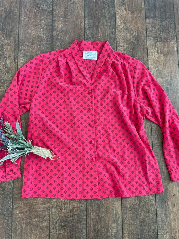 Vintage Pendleton, Vintage 90s Blouse, Dark pink … - image 2