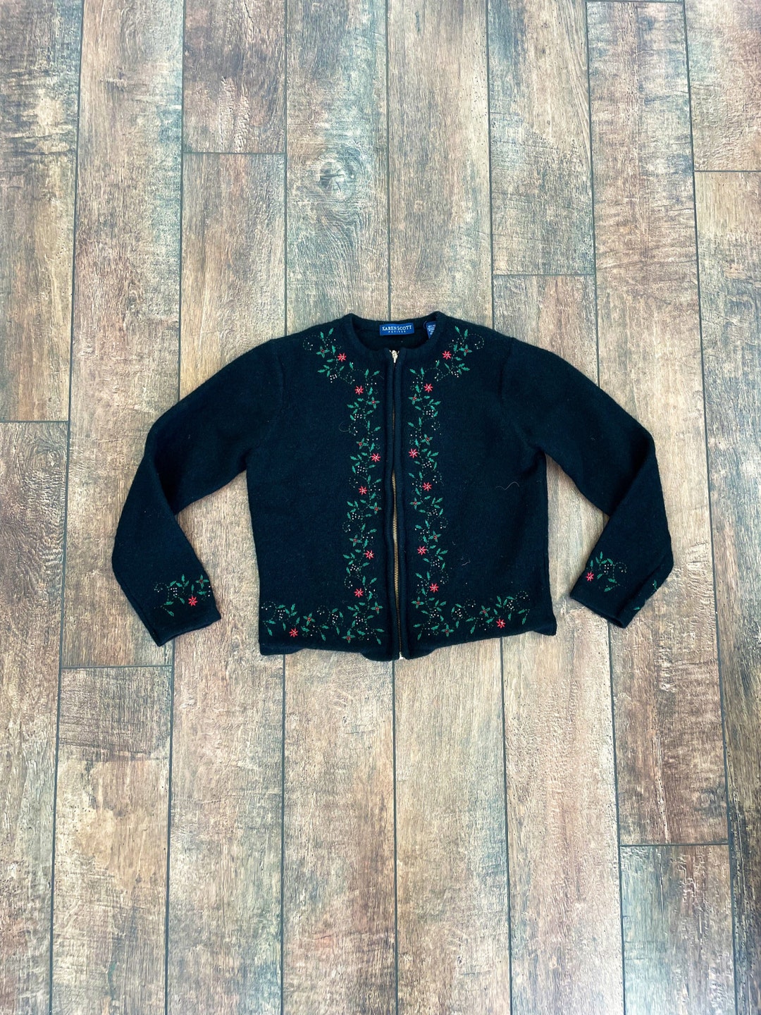 Holly Berry Christmas Cardigan,christmas Cardigan,vintage Holly Berry ...