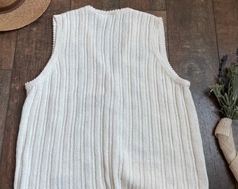 Vintage Floral Knit Sweater Vest,vintage Embroidered Sweater