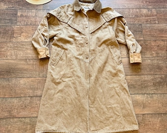 Gabardina vintage Pioneer Wear de piel vaquera color camello - Fabricada en EE. UU. - Talla mediana