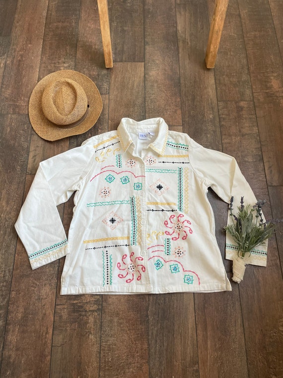 Vintage 90s Pastel Tribal Pastel Button up Shirt, 