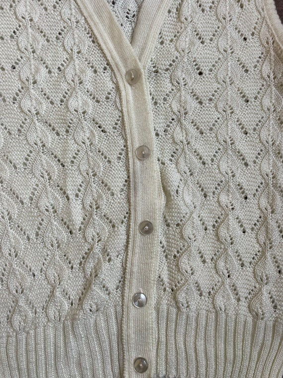 Vintage Knit Sweater Vest, Vintage Leaf Stitch Sw… - image 7