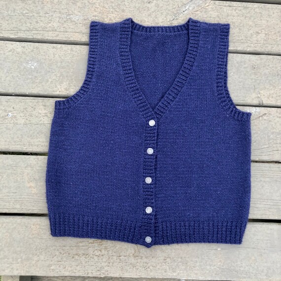 Vintage Dark Blue Sweater Vest, Vintage Button Up