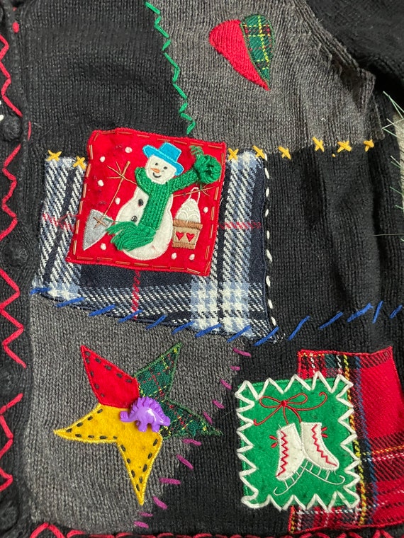 Y2K Winter Holiday Sweater, Quilted Christmas Swe… - image 9