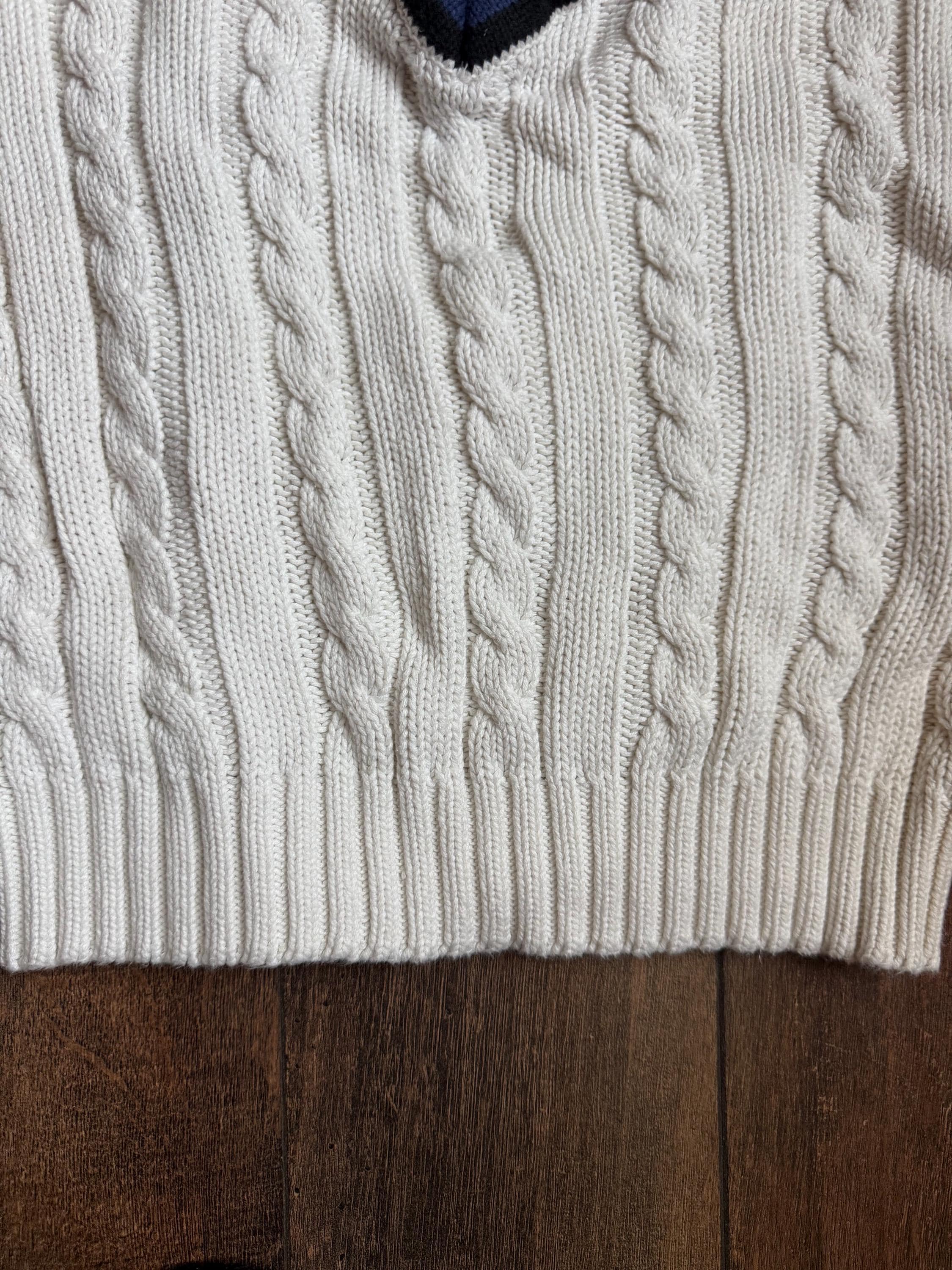 Vintage Fisherman Core Sweater Vest, Classic 90s Preppy Cabke Knit