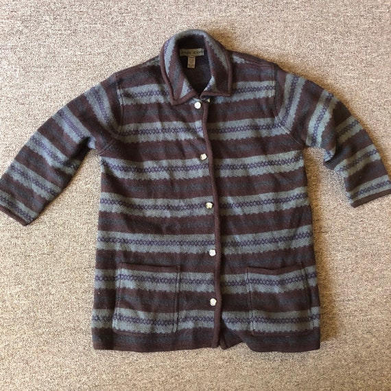 Vintage Wool Striped Coat, 90s Grunge Wool Coat, … - image 2