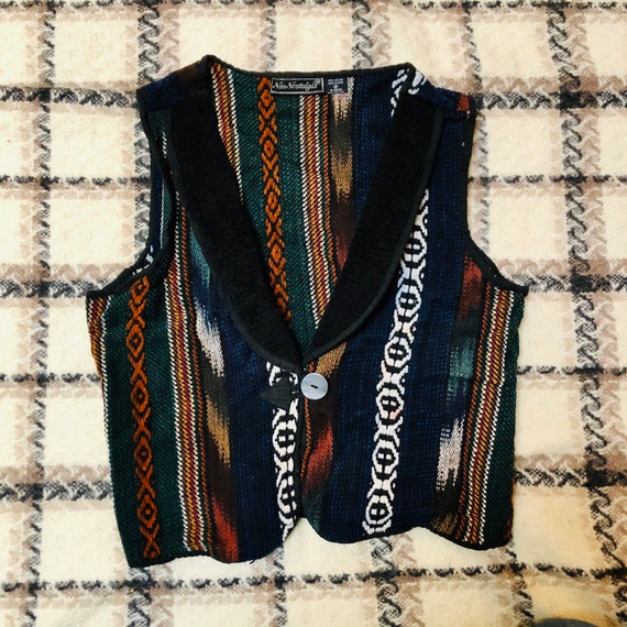 Vintage 90s Woven Indian Vest, Woven Boho Western