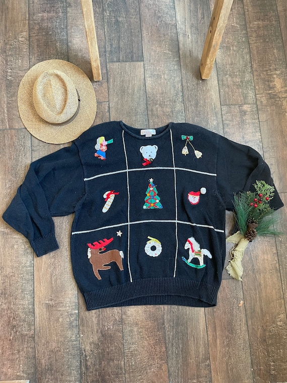 Vintage Venezia Christmas Sweater, Christmas Tree… - image 1