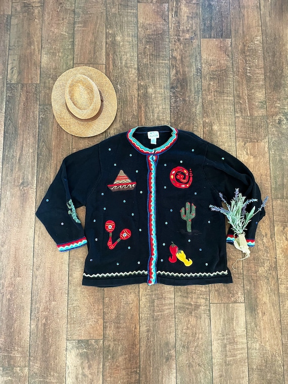 90s Southwest Cardigan, Saguaro Cactus Cardigan, M