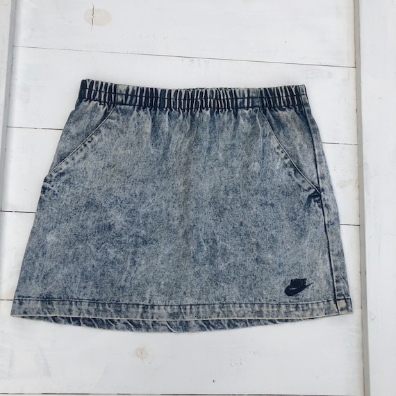 Vintage 90s Acid Wash Nike Mini Skirt, Vintage 90s