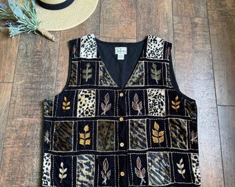 Vintage Leopard Print Vest, 90s Leopard Print Vest, Animal Print