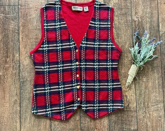 plaid christmas vest
