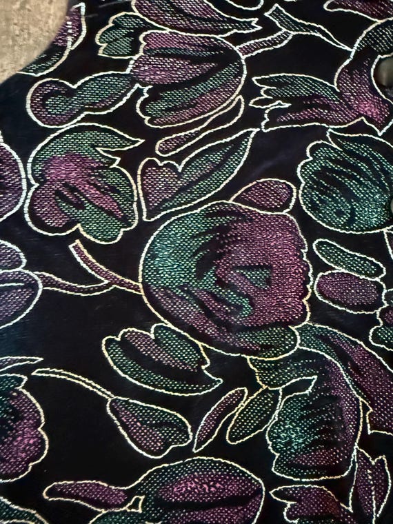 Vintage Velvet Floral Vest, Vintage Floral Vest, … - image 6