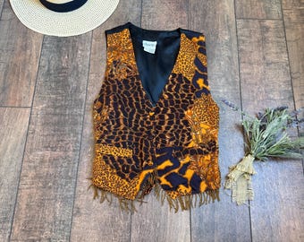 Vintage Leopard Print Vest, 90s Leopard Print Vest, Animal Print