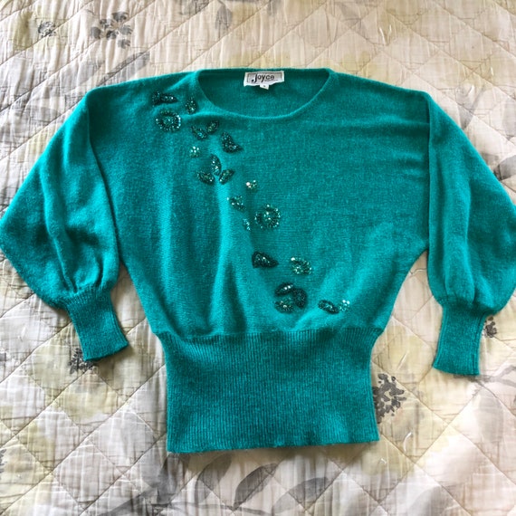 Vintage 50s Style Snug Sequined Sweater, Vintage P