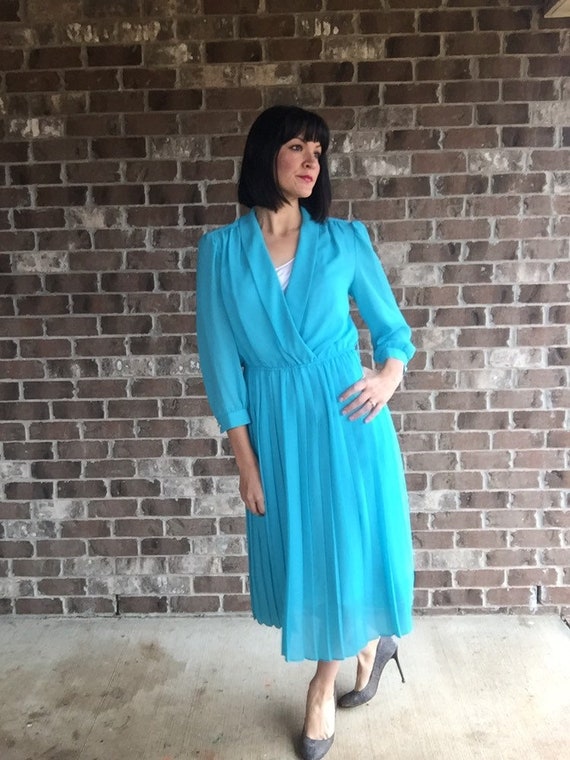 40s style Dress, Vintage Blouse Top Pleated Skirt,