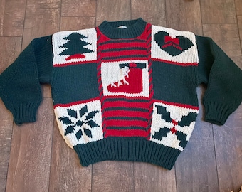 Winter Sweater, Vintage Holly  Sweater, Cute 90s Winter Sweater, Christmas Sweater, Skate and Tree Sweater, Heart Wreath Sweater,Ivy Sweater
