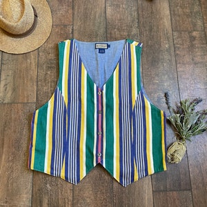 Vintage 90s Jean Striped Vest, Jesse Spano Vest, Unisex 90s Vest, Fresh Prince of Bel Air Vest, Vintage Denim Stripe Vest, Classic 90s Vest