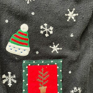Vintage 90s Patchwork Christmas Cardigan, Christmas Snowflake Cardigan, Christmas Skates Cardigan Sweater, 90s Christmas Cardigan image 5