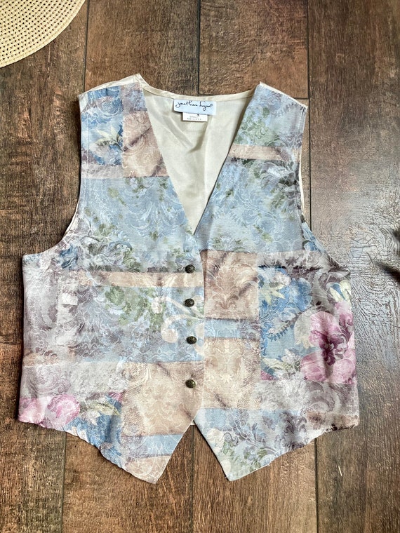 Vintage Jesse Spano Vest, 90s Floral Vest, Vintag… - image 2