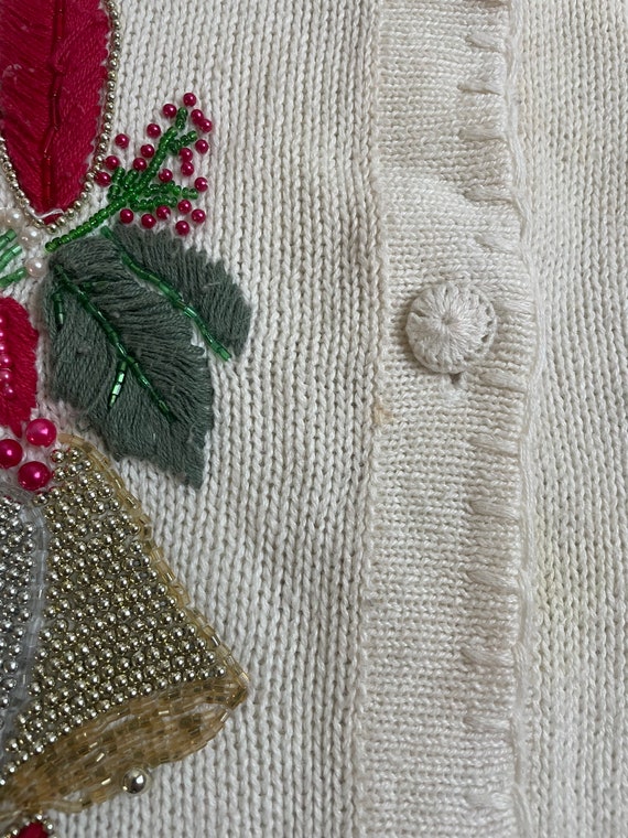 Vintage Christmas Cardigan Sweater, Christmas Bel… - image 7
