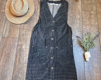Vintage Velvet Vest, Vintage Black Velvet Vest,Black and White Checkered Vest, Elaine Benes Vest, 90s Vest, Phoebe Buffay Vest, Velvet Vest