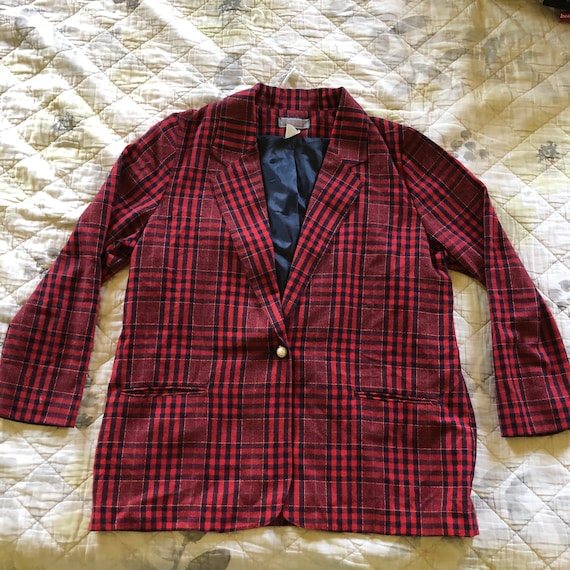 Vintage 90s Plaid Blazer, 90s Clueless Blazer, Vin