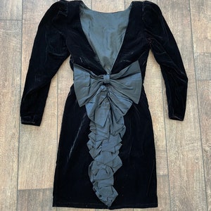 robe formelle vintage Big Bow Black Velvet, robe vintage Puff Sleeve Velvet, robe de bal vintage Black Velvet, robe formelle Judy Garland