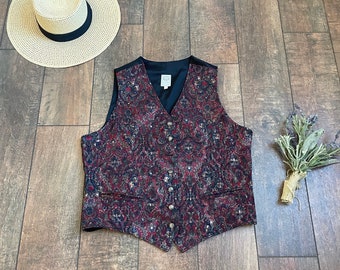 Vintage 90s Paisley Vest, Vintage Paisley Vest, Vintage