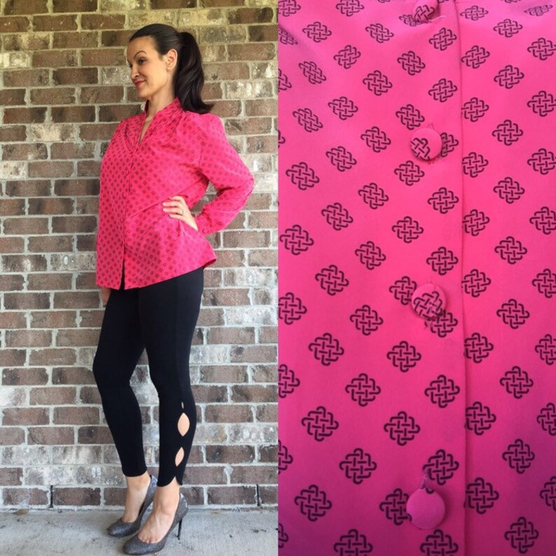 Large XL vintage blouse Dark pink Pendelton Blouse 90s vintage blouse