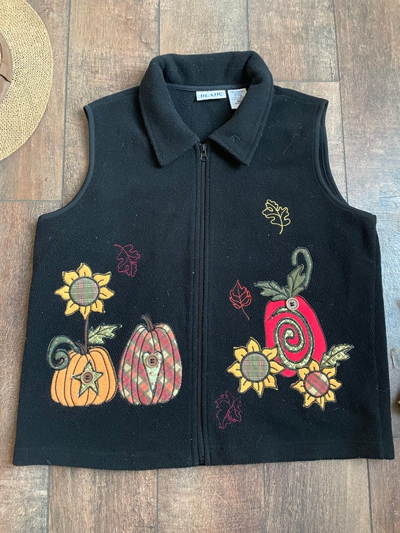 Vintage 90s Halloween Sweater Vest, Black Cat Swe… - image 2