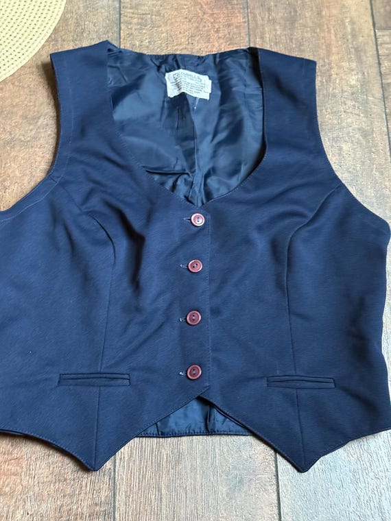 Vintage Dark Navy Blue Vest, Mad Med Vest, 60s Wo… - image 2