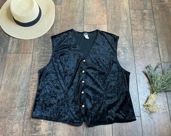 Vintage Velvet Vest, Vintage Black Velvet Vest, 90s Vintage Black Velvet Vest, Elaine Benes Vest, 90s Vest, Monica Gellar Vest, Velvet Vest