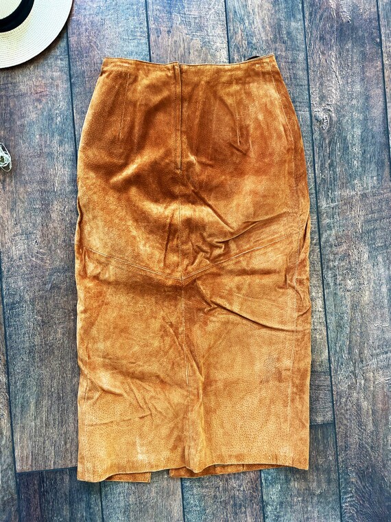 Vintage 90s Suede Midi Pencil Skirt, Can’t Buy Me… - image 5