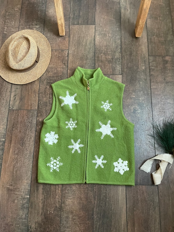 Wool Christmas Sweater Vest, Green Sweater vest, N