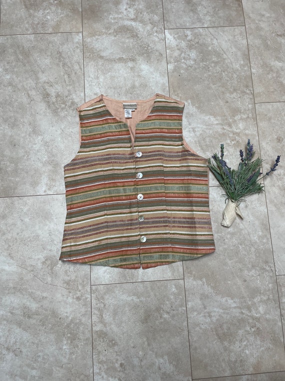 Vintage 90s Linen Vest, Jesse Spano Vest, Unisex 9