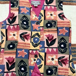 Vintage 90s Tulip Spring Vest, Vintage Floral Vest, Patchwork Vest, Vintage Spring Vest, Romantic Floral Vest, Jesse Spano Vest