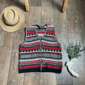 Vintage Fair Isle Sweater Vest, Vintage Sweater Vest, Canadian Sweater Vest, Classic V neck Button Down Sweater Vest, College Girl Liz Sport