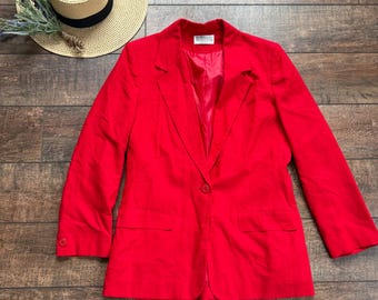 Vintage Pendleton Red Linen Blazer, Fall Red Jacket, Vintage Pendleton Blazer,  Women’s Sport Jacket, Clueless Blazer, Made in USA, Size 8