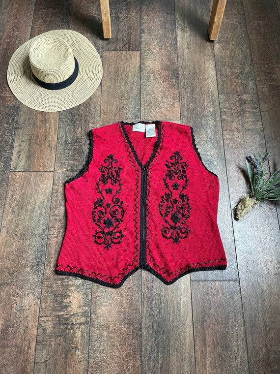 Vintage Red Knit Sweater Vest, Mona Lisa Smile, Ka
