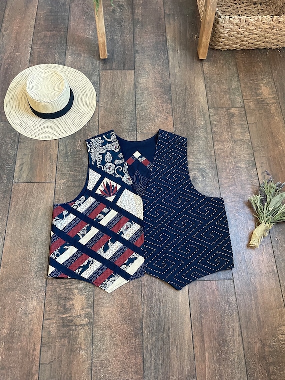 Vintage 90s Quilted Reversible Vest, Prairie Vest,Boho Quilted Vest, Rodeo Vest, 90s Vest, Beautiful Quilt Vest,Quilted Vest, Americana Vest