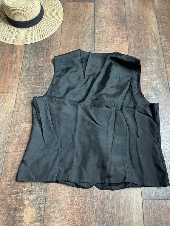 90s Vintage Lace Black Vest, Sarah From Labyrinth… - image 3