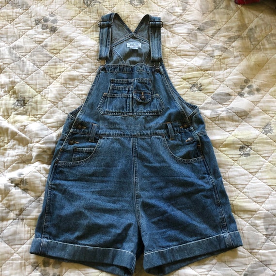 Vintage 90s Denim Overall Shorts, 90s Jean Overall