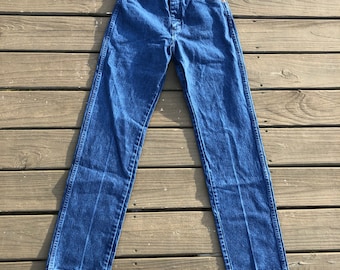 Jeansy Wrangler w kolorze ciemnego sprania, 11 x 34, wyprodukowane w USA, 100% bawełny