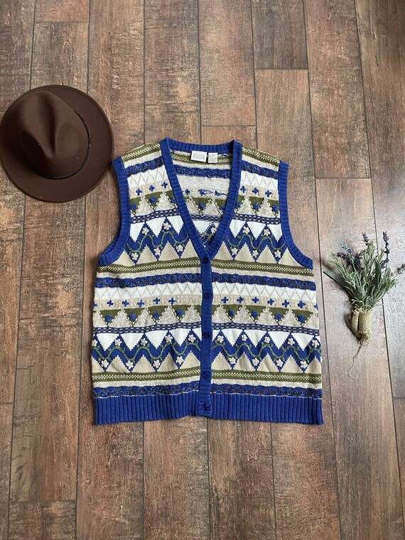 Vintage Floral Knit Sweater Vest,vintage Embroidered Sweater