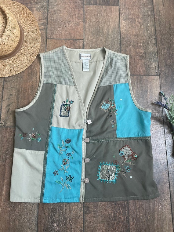 Vintage Patchwork Vest, Vintage Embroidered Vest,… - image 2